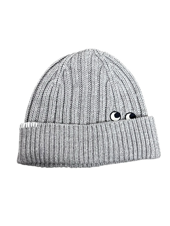 Uniqlo Accessories - NEW Uniqlo x Anya Hindmarch Heattech Ribbed Grey Eyes Chunky Knit Beanie